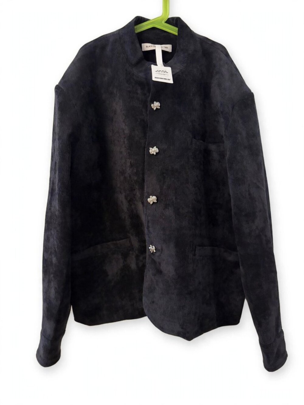 Black Christmas Tree Black Corduroy Jacket M New With Tags